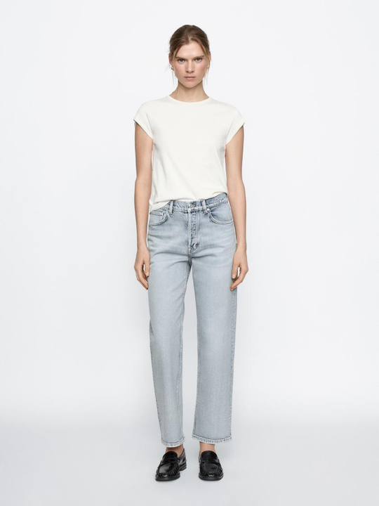 Massimo Dutti Джинсы прямого кроя со средней посадкой, голубой