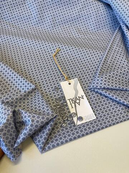 Блузочно-плательный хлопок с рисунком (100%хлопок, Серо-голубой фон/мелкий платочный принт, 145, 120 гр/м2)