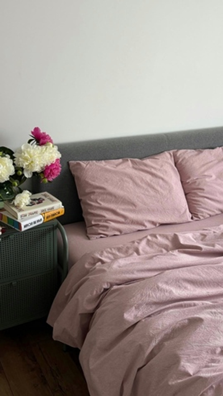 КПБ Дуэт с простыней на рез. 180х200 ВАРЕНЫЙ ХЛОПОК "Пыльная роза"