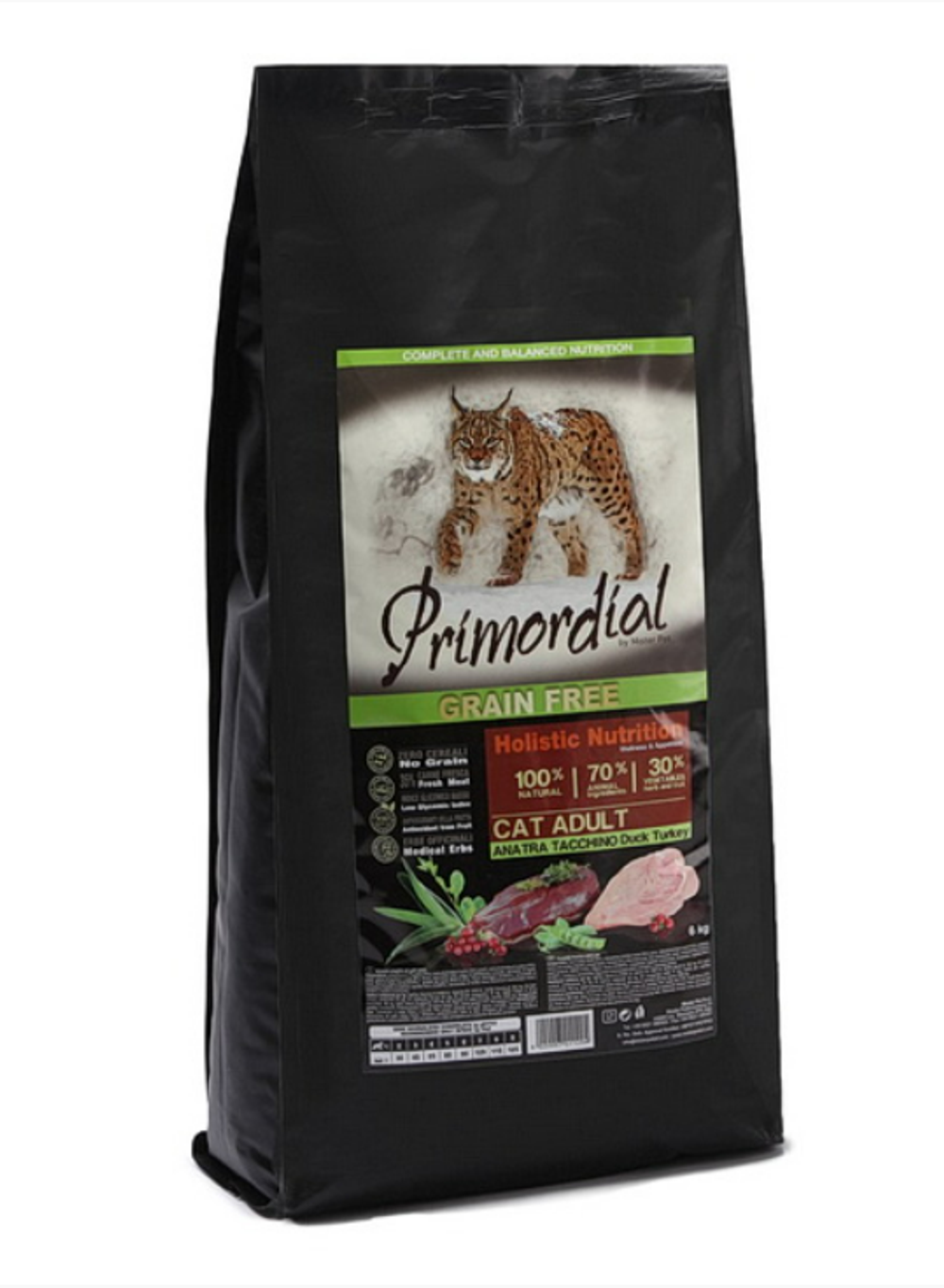 Primordial Grain Free Cat Adult (Примордиал) сухой корм для кошек с уткой и индейкой 6 кг.