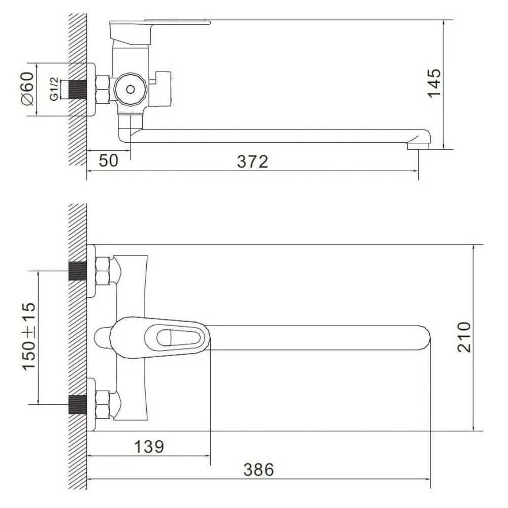 Смеситель для ванны, Эверест, с картриджем, зел, B22-274E