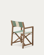 Уличный cкладной стул Vilara в зелёно-бежевую полоску из акации