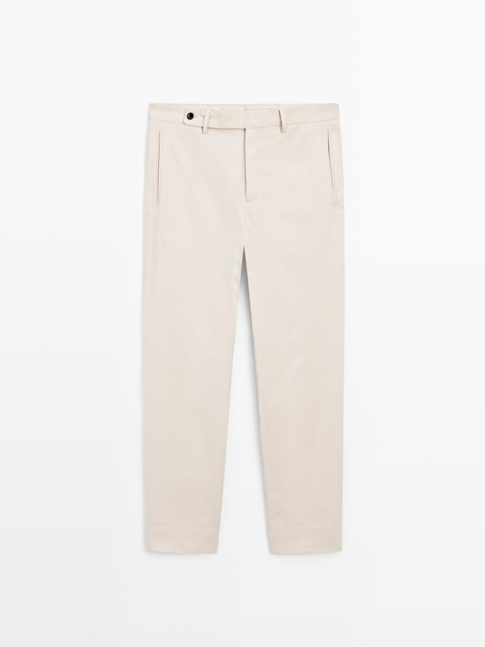 Massimo Dutti Брюки из смесовой хлопковой саржи, песочный