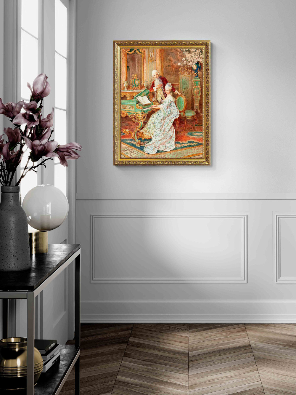 Картина на стену для интерьера на холсте "Золотой век" в классической раме 41*51 см