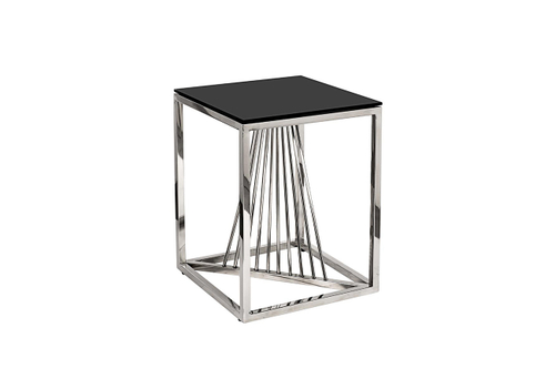 13RXET8083M-SILVER Стол журнальный стекло черн/серебро 38*38*50