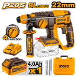 Аккумуляторный бесщеточный перфоратор SDS-Plus INGCO CRHLI202081 INDUSTRIAL 20 В 2 Дж 1x4 Ач