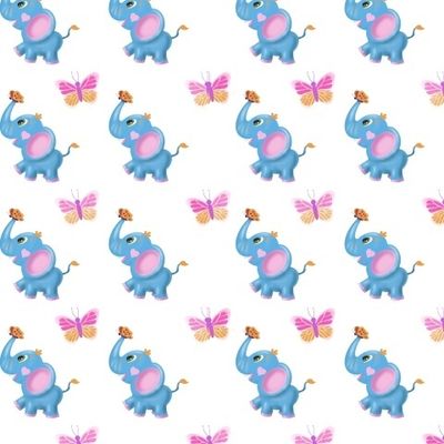 Голубой слонёнок и бабочки