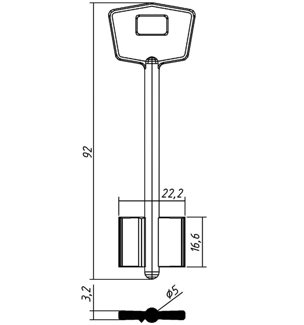 Заготовка сувальдного ключа 14214 KLA1D (желтый)