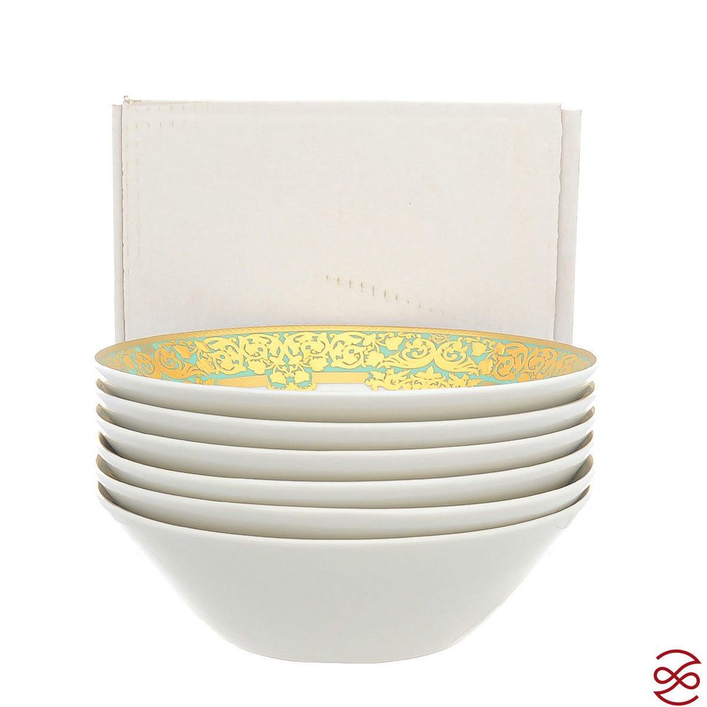 Набор салатниц Falkenporzellan Natalia seladon gold 18см(6 шт)