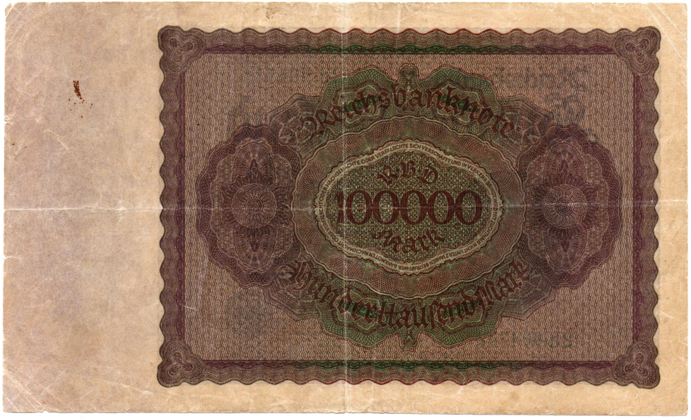 Банкнота Германия, Веймарская республика 100000 марок 1923 год