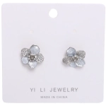 Серьги из гиппоалергенного металла со стразами «ПАЛУМНА», лилия, цвет золото и серебро, 1,3-dсм