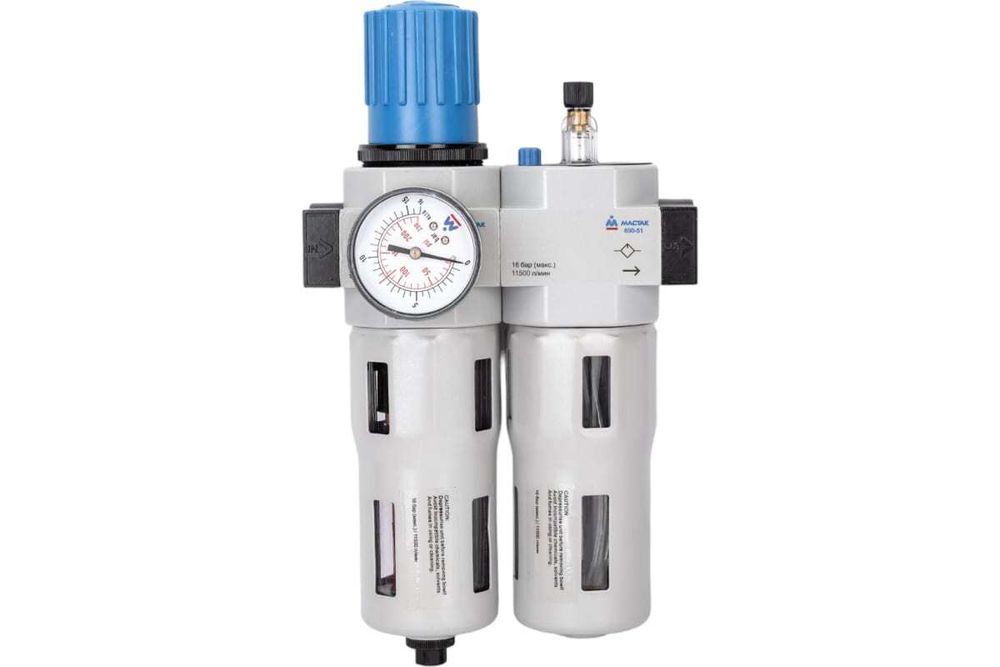 МАСТАК (690-51) Фильтр влагоотделитель с редуктором и лубрикатор 3/4", 16 бар