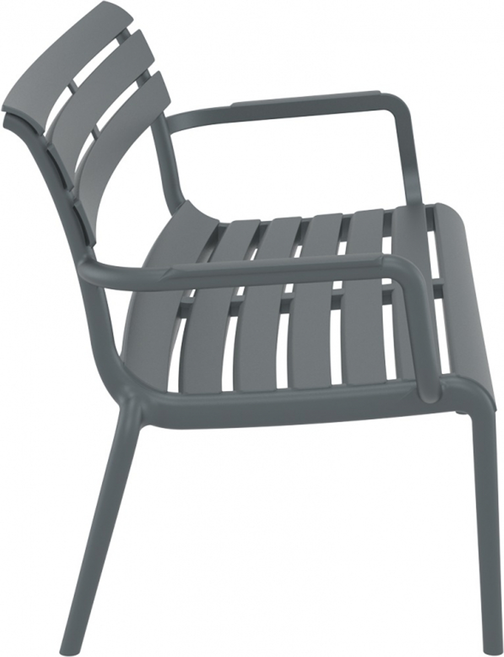 Диван пластиковый двухместный Siesta Contract Paris Lounge, темно-серый