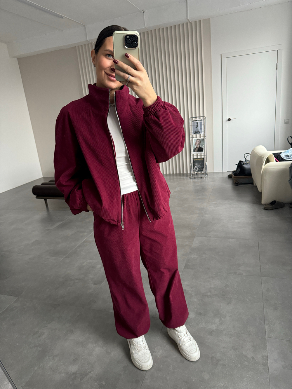 Костюм вельветовый бордо