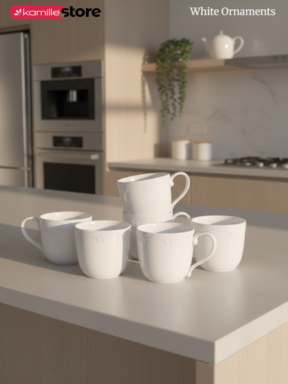 Набор кружек 350 мл. 6 штук "White Ornaments"