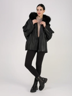 Дубленка зимняя натуральная с капюшоном оверсайз