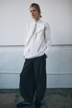 ZARA БРЮКИ КАРГО — ZW COLLECTION, ТЕМНО-СЕРЫЙ