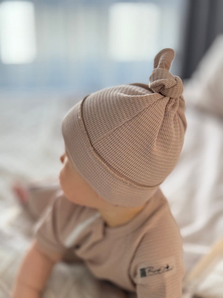 Шапочка Узелок Вафля Светлый Кофе RinaAmari