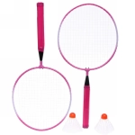 Бадминтон в наборе S-200, 4 предмета: 2 металлические ракетки 43 см, 2 волана (розовый)