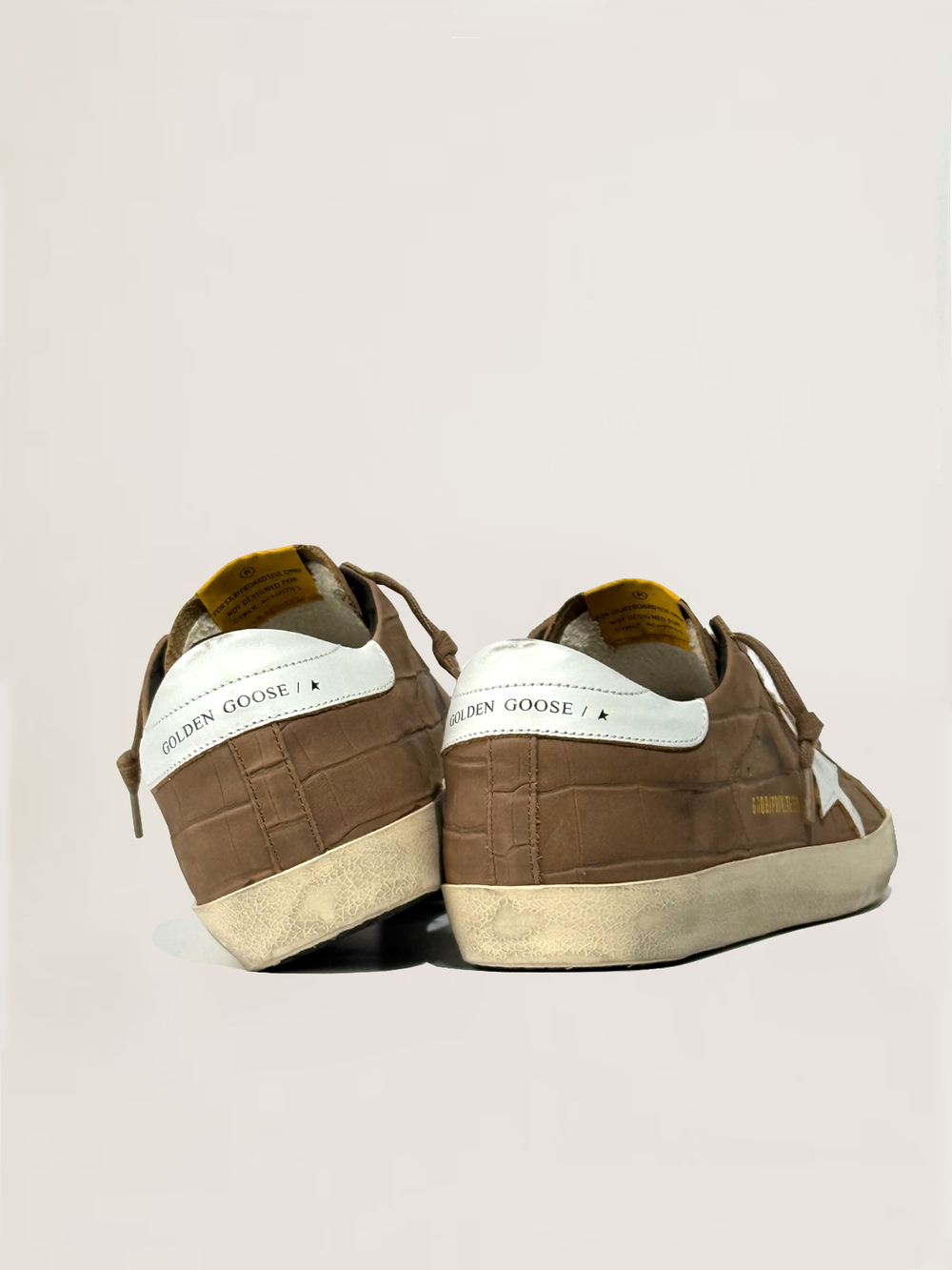 Men's Super Star in brown nappa with croco-print