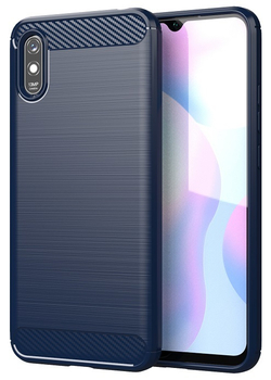 Чехол синего цвета на Xiaomi Redmi 9a, серии Carbon от Caseport