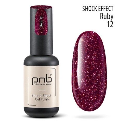 Гель-лак светоотражающий SHOCK EFFECT PNB 12 Ruby 8 ml UV/LED