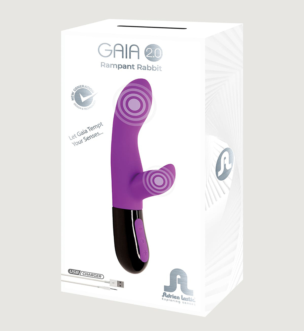 Фиолетовый вибратор-кролик 20,4см Adrien Lastic Gaia 2.0 Rampant Rabbit Vibrator Purple