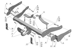 Фаркоп для Chevrolet Captiva 2006-2013 Тип шара: A. Нагрузки: 2000/100 кг, CV 05