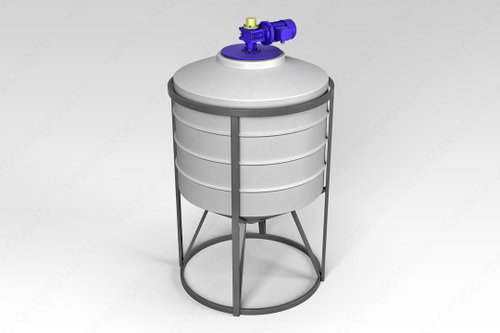 Емкость пищевая в обрешетке ЭкоПром ФМ с лопастной мешалкой 500 л. конусная (99x99x170см;белый) - арт.555709