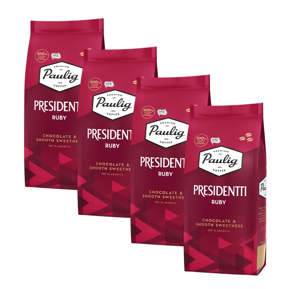 кофе в зернах Paulig Presidentti Ruby, 250 г (Паулиг) х 4 шт