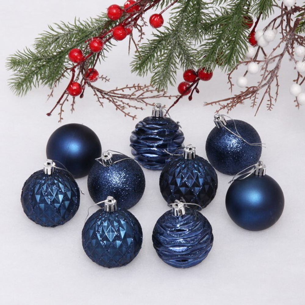 Набор шаров «Diamond shine» 6 см (9 предметов), сапфир
