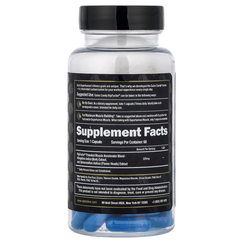 ALPHA LION, Gains Candy, RipFactor®, 60 капсул (325 мг в 1 капсуле)