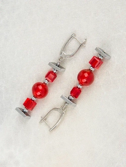 Серьги женские бижутерия из муранского стекла красные