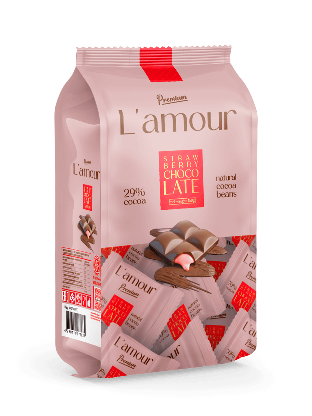 Шоколадные конфеты L'amour Premium со вкусом клубники и йогурта 450 гр