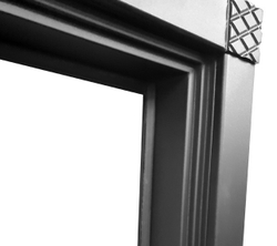 Входная металлическая дверь с зеркалом RеX (РЕКС) 15 Чешуя кварц черный, фурнитура хром/ СБ-16 Венге