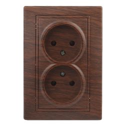 Розетка Intro Plano 1-204-10 без заземления двойная 2х2P 16А-250В IP20 СУ венге