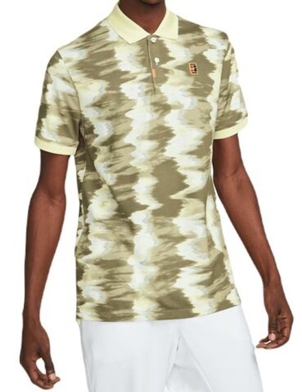 Теннисное поло Nike Print Slim-Fit Polo - medium olive/lemon chiffon - Green