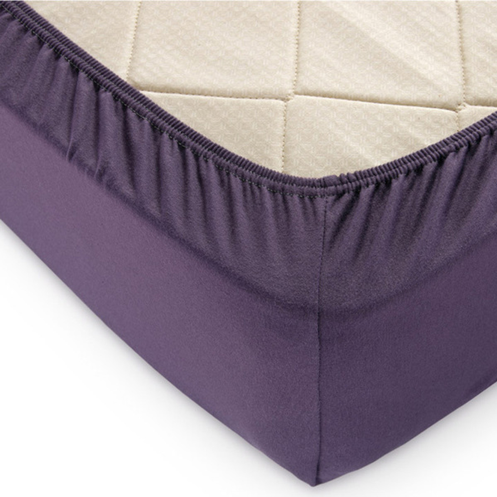 Простыня трик. на резинке 180*200*20 Баклажан ТГ