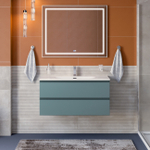 Тумба с раковиной подвесная BelBagno KRAFT-1000-2C-SO-AO Голубой матовый, раковина белая BB-8099-100