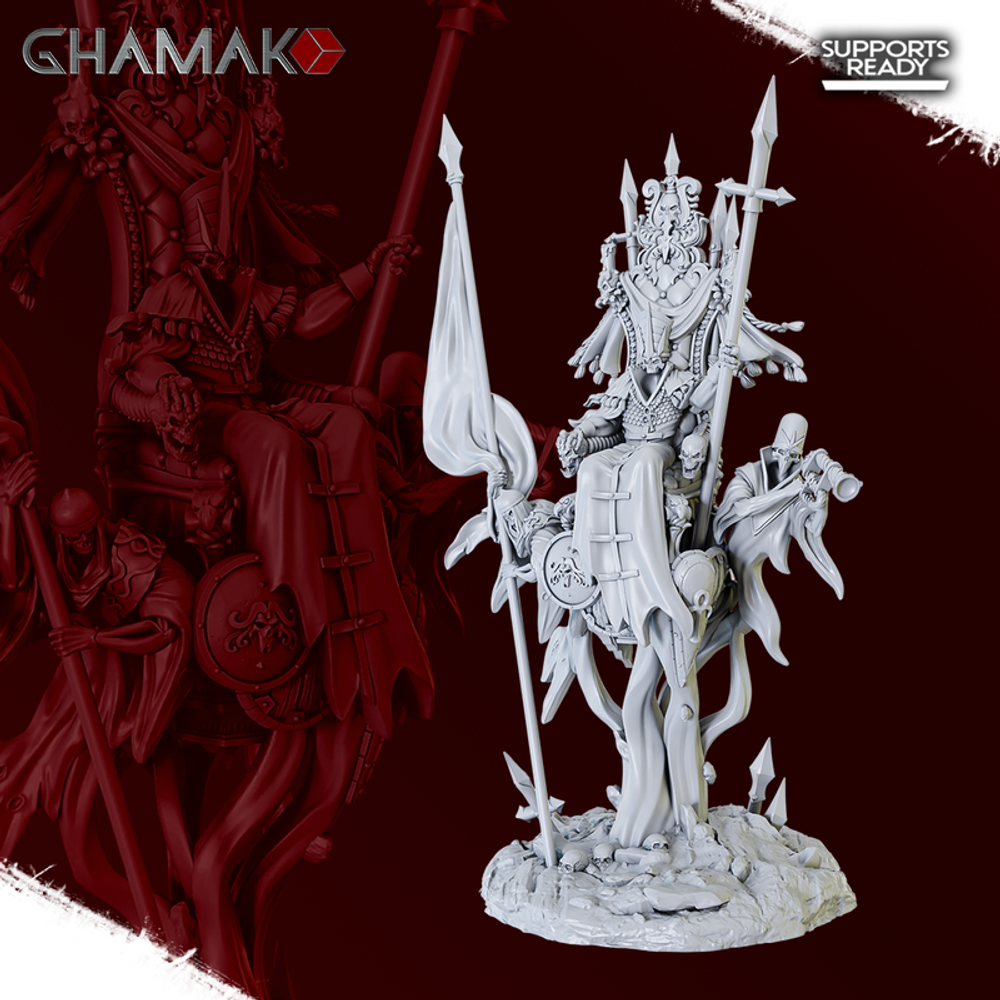 Grand Alliance Death Nighthaunt Kurdoss Valentian the Craven King Король-лич на троне миниатюра для dnd, днд, pathfinder, фентези, Настольная игра, НРИ, Варгейм, РПГ
