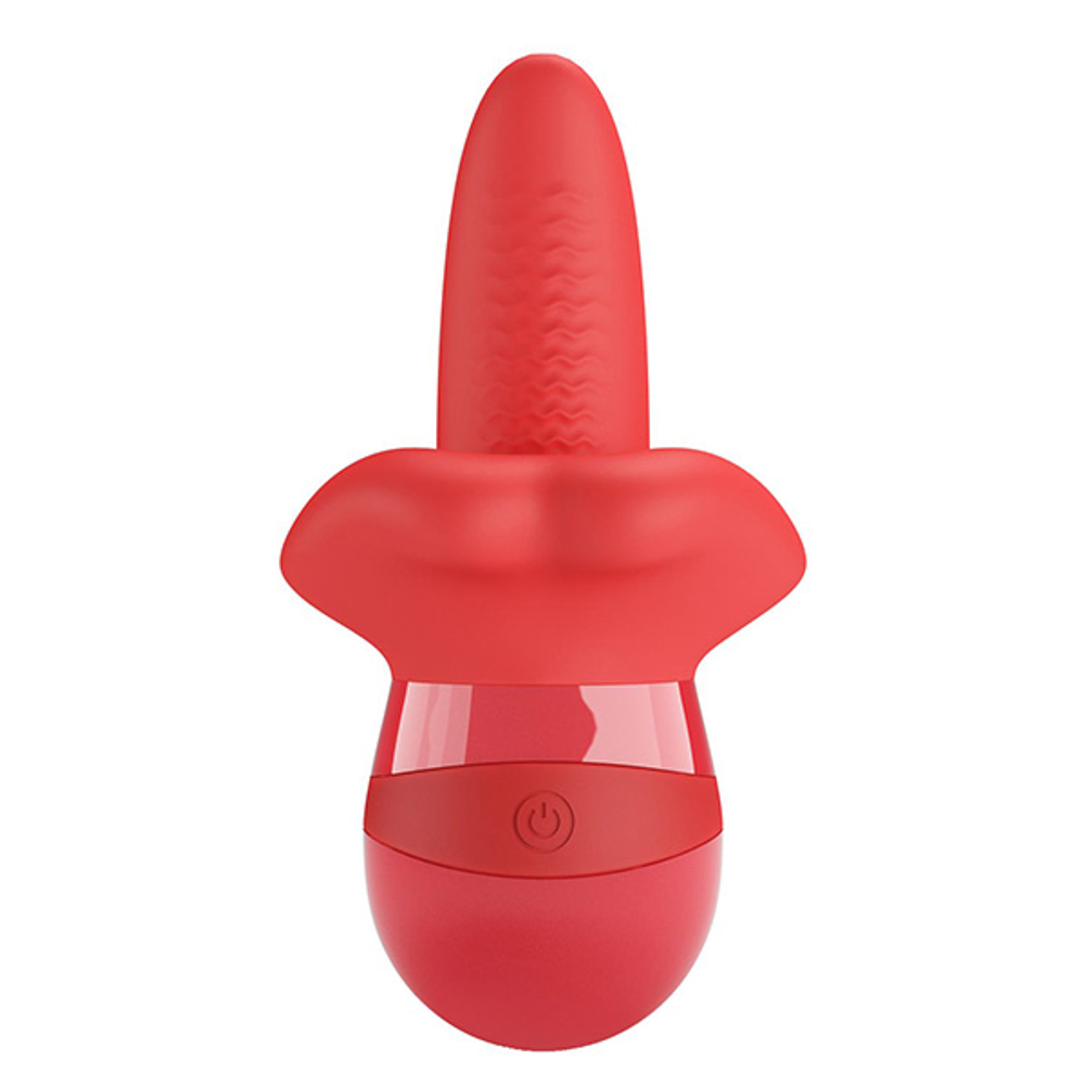 Красный мини-вибратор 13,8см с подвижным язычком Pretty Love Obelia BI-300138