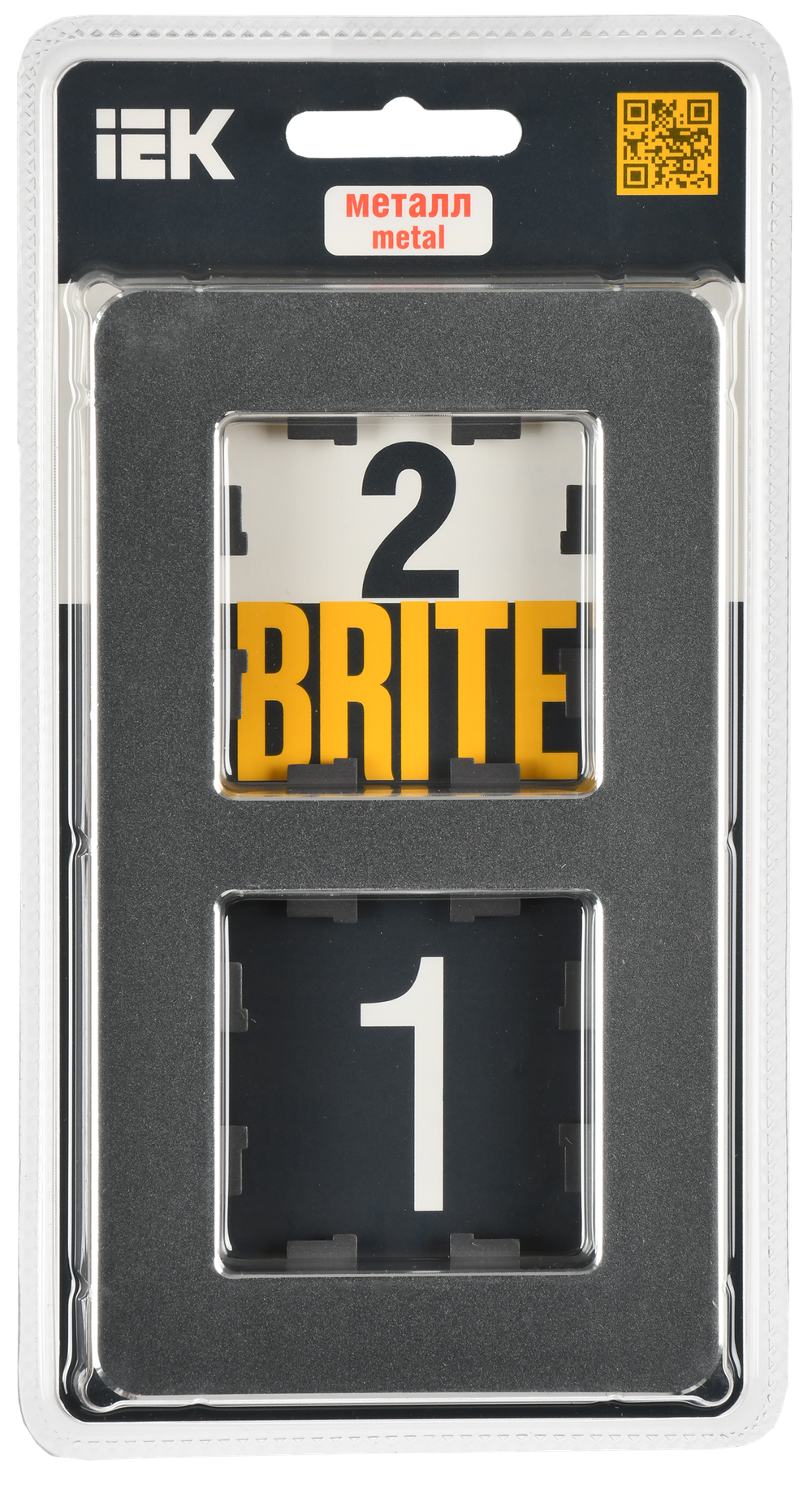 BRITE Рамка 2-местная РУ-2-1-Бр металл титан RE IEK