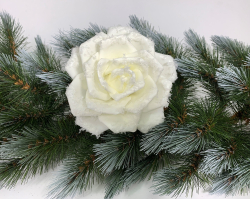 Роза на клипсе 5х14см House of Seasons кремовая