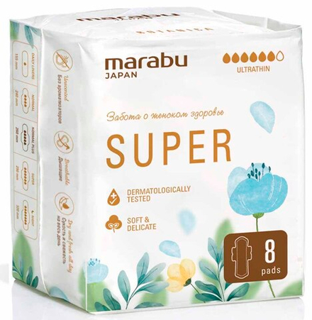 MARABU 8 шт. 290см супер Ультратонкие прокладки