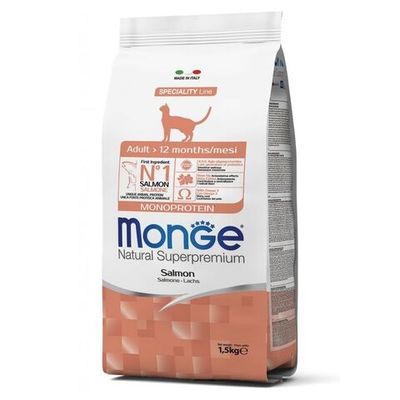 Сухой корм Monge Cat Speciality Line Monoprotein Adult взрослых кошек с лососем, Пакет 1,5 кг