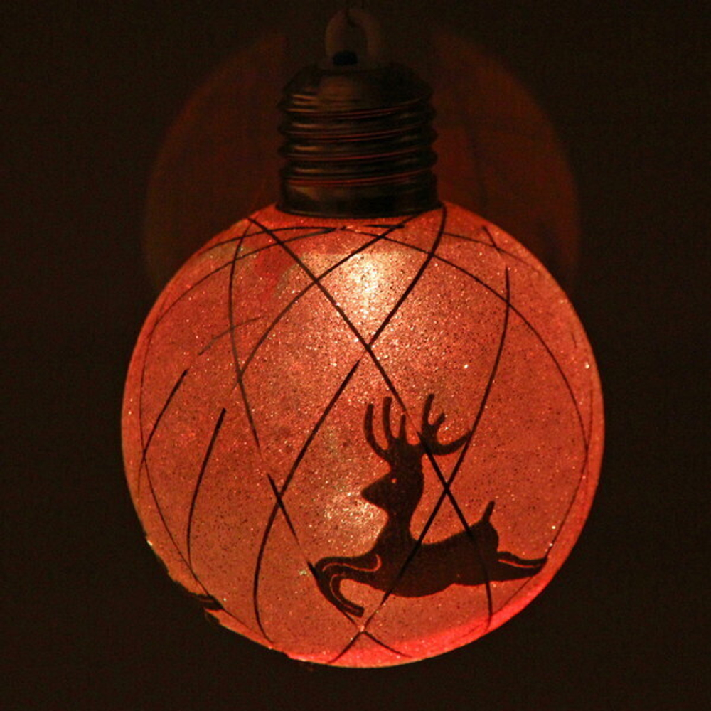 Шар новогодний с подсветкой 8 см «Олень», Мультицвет