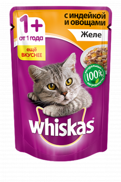 Whiskas пауч желе с индейкой и овощами 85 гр