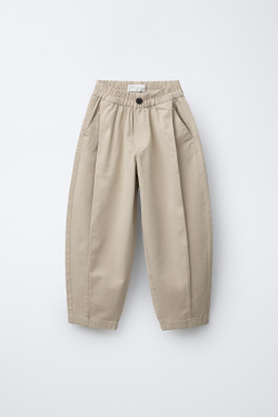 ZARA БРЮКИ BALLOON С ЗАЩИПАМИ, ЭКРЮ