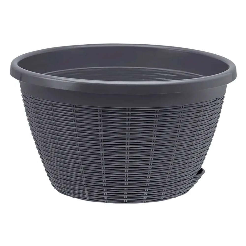 Кашпо для цветов пластиковое 4,5л d-27 см Подвесное с поддоном Антрацит