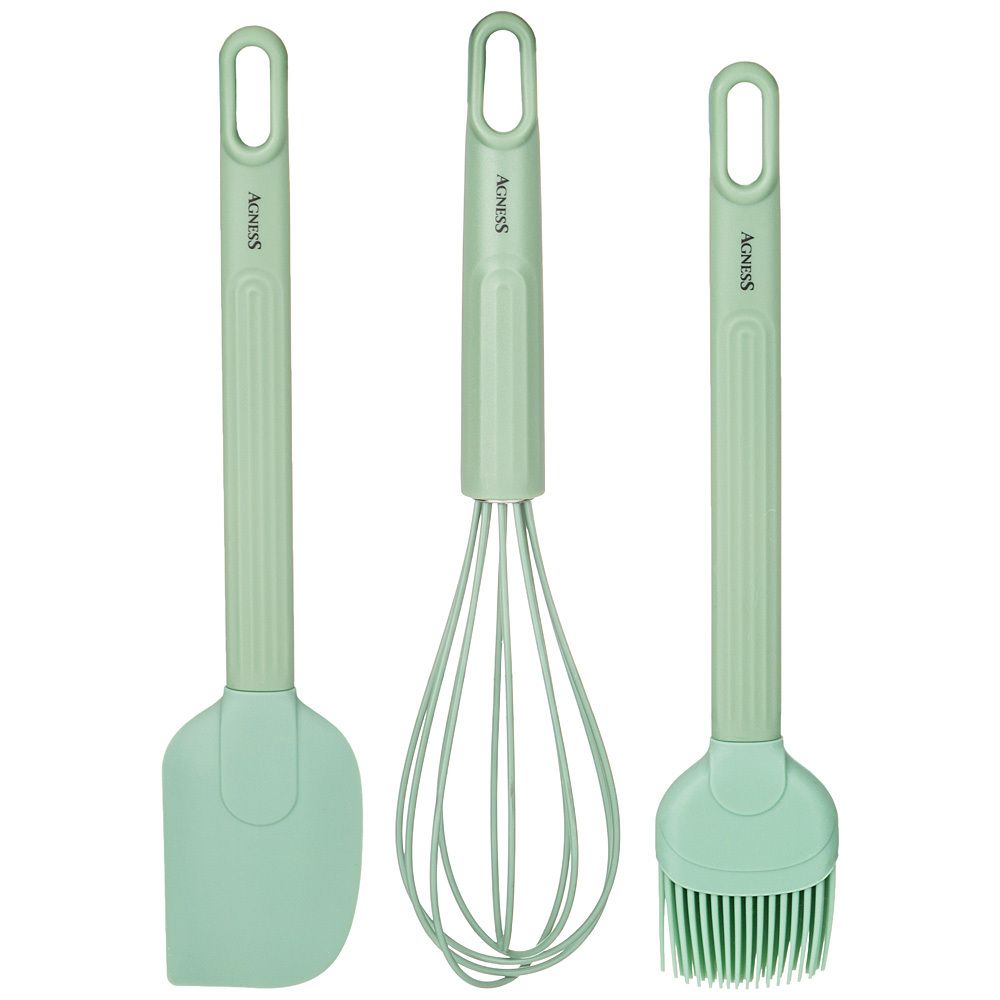 НАБОР: ВЕНЧИК, ЛОПАТКА, КИСТОЧКА AGNESS, 3 ПРЕДМЕТА (МАЛ=12ШТ)